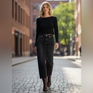 NWT SPRWMN Suede Black Crop Top Size S